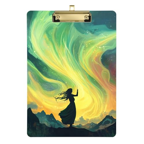 Anpassbare Aurora-Illustrationskunst, gelber Klemmbrett-Aufhänger, Kunststoff, für Fußball, Softball, Training, Größe 22,9 x 30,5 cm von Yoogain