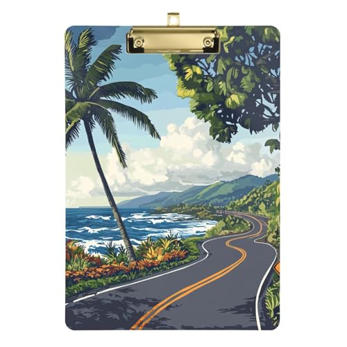 Anpassbare Hawaii Highway Straßenschilder-Klemmbretter mit Ordnern, transparent, für Fußball-Truck-Fahrer, Größe 22,9 x 30,5 cm von Yoogain
