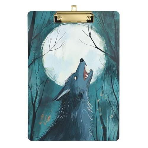 Anpassbare Werwolf-Vollmond-Klemmbrett-Clips, Metall, transparent, für Klassenzimmer, Zubehör für Lehrer, Grundschule, Größe 22,9 x 30,5 cm von Yoogain