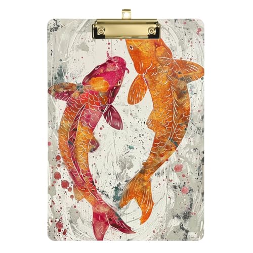 Anpassbare feine asiatische Goldfisch-Metall-Klemmbrett-Ordner, Standardloch für personalisierte Klemmbretter für Lehrer, Größe 22,9 x 30,5 cm von Yoogain