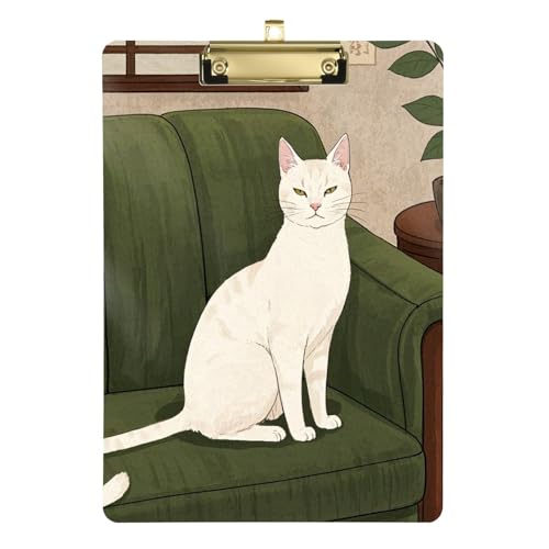 Anpassbare weiße Katzen-Cartoon-Muster-Klemmbretter für Kinder, Hartplatte für Hausaufgaben, pädiatrische Größe 22,9 x 30,5 cm von Yoogain