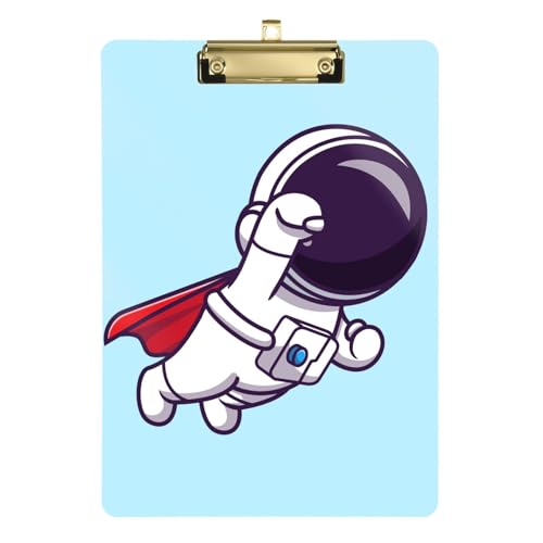Anpassbarer Cartoon-Astronauten-Klemmbrett, Ordner, Organizer, Kunststoff, für Klassenzimmer, für Lehrer, High School, Größe 22,9 x 30,5 cm von Yoogain