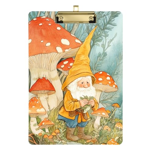 Anpassbarer Zwerg versteckt sich unter Pilzen Klemmbretter mit Ordnern, transparent für Hausaufgaben, pädiatrische Größe 22,9 x 30,5 cm von Yoogain