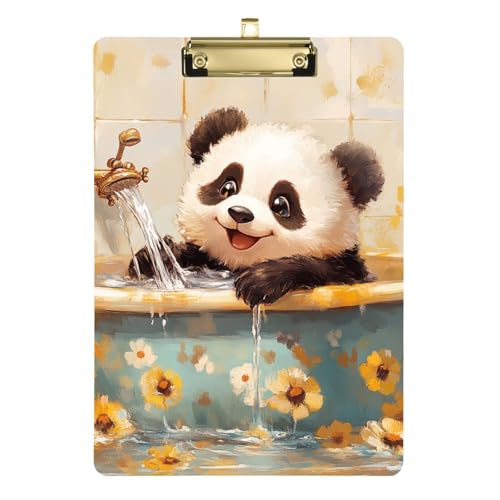 Anpassbares Cartoon-Panda-Retro-Badewannen-EKG-Klemmbrett aus Kunststoff für Polizei, Büro, Krankenschwester, Fußball, Trainer, Größe 22,9 x 30,5 cm von Yoogain