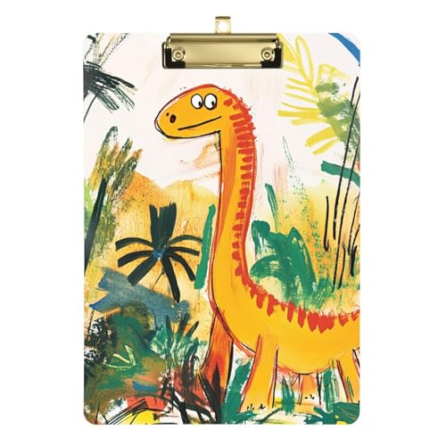 Anpassbares Dinosaurier-Dschungel-Klemmbrett, Designer-Standardloch für Hausaufgaben, Kindergröße 22,9 x 30,5 cm von Yoogain