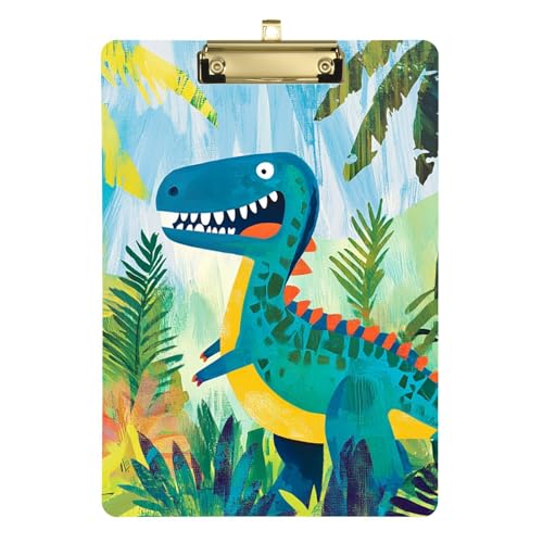 Anpassbares Dinosaurier-Dschungel-Klemmbrett, Folio, Acryl, niedlich, für Klassenzimmer, für Lehrer, High School, Größe 22,9 x 30,5 cm von Yoogain