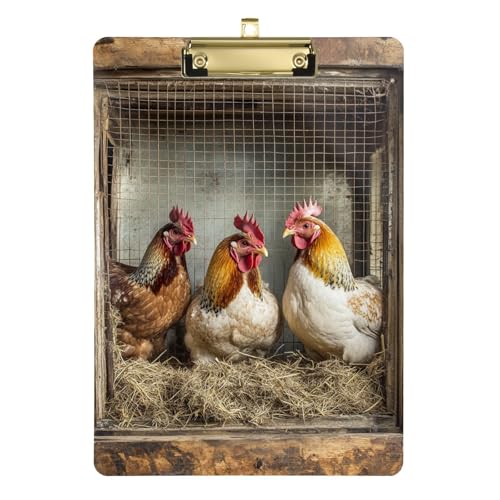 Anpassbares Klemmbrett mit Hahn-Motiv, rustikales Holz, ausgefallen, wasserdicht, für Krankenschwestern, Heimunternehmer, Größe 22,9 x 30,5 cm von Yoogain