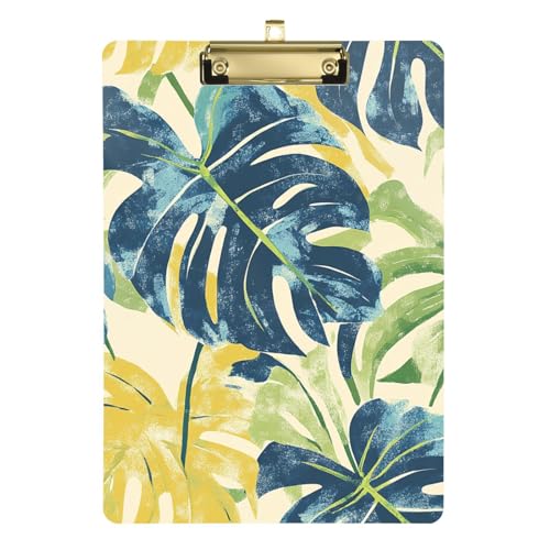 Anpassbares Klemmbrett mit Palmenblättern, grünes Aquarell-Klemmbrett, Ingenieur, Hartplatte für Lehrer, Krankenpflege, Größe 22,9 x 30,5 cm von Yoogain