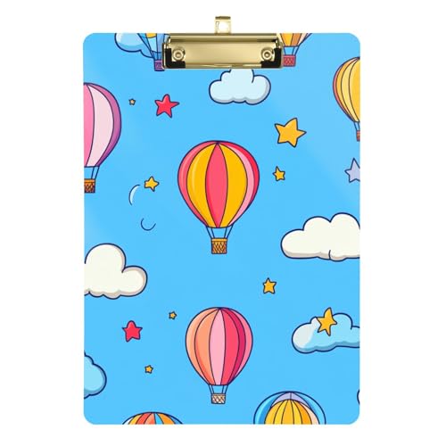 Anpassbares Klemmbrett mit blauem Himmel, Heißluftballon, Jungen, Acryl, niedlich, für personalisierte Klemmbretter für Lehrer, Größe 22,9 x 30,5 cm von Yoogain