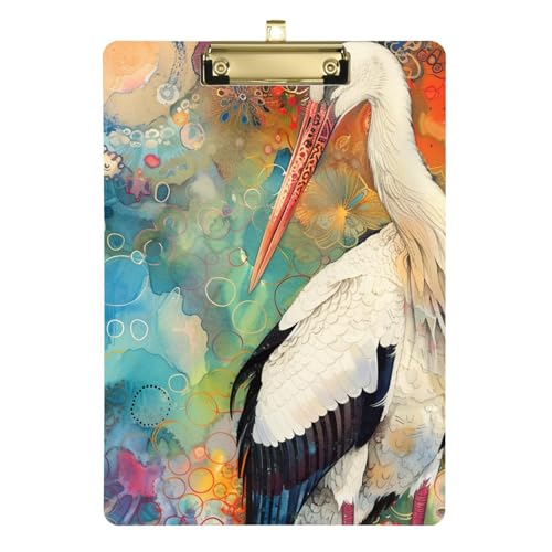 Anpassbares Storch abstrakte Aquarellmalerei Messing Klemmbrett Acryl niedlich für 5. Klasse Klassenzimmer Essentials für Lehrer Größe 22,9 x 30,5 cm Anpassbares Storch abstrakte Aquarellmalerei Messing Klemmbrett Acryl niedlich für 5. Klasse Klassenzimmer Essentials für Lehrer Größe 22,9 x 30,5 cm von Yoogain