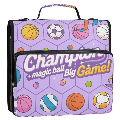 Ballspiel-Ziel, violettes Muster, 3 Ringe, Reißverschluss, Organizer mit Schultergurt und Griff, leicht zu transportieren, Dokumenten-Aufbewahrungstasche, geeignet für Mittelschule Ballspiel-Ziel, violettes Muster, 3 Ringe, Reißverschluss, Organizer mit Schultergurt und Griff, leicht zu transportieren, Dokumenten-Aufbewahrungstasche, geeignet für Mittelschule von Yoogain