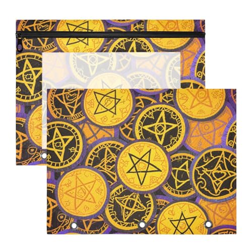 Binder-Bleistiftbeutel, 3 Löcher, 3 Ringe, Tasche für 3 Ringe, 2 Stück, Lehrer, Schulbedarf, Happy Halloween, magisches Abzeichen von Yoogain