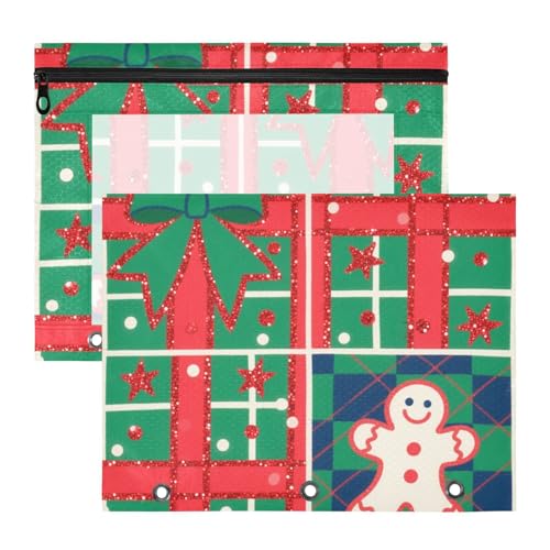 Binder-Bleistiftbeutel mit glatten Reißverschlüssen, Kunststoff-Aktenordner für 3 Ringe, 2 Stück, Studenten, College-Zubehör, Weihnachtsfliege, Grün Binder-Bleistiftbeutel mit glatten Reißverschlüssen, Kunststoff-Aktenordner für 3 Ringe, 2 Stück, Studenten, College-Zubehör, Weihnachtsfliege, Grün von Yoogain