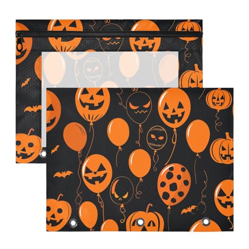 Bindertaschen, 3 Löcher, 3 Ringe, Tasche für 3 Ringe, 2 Stück, Lehrer, Zuhause, Plüschballon, Halloween von Yoogain
