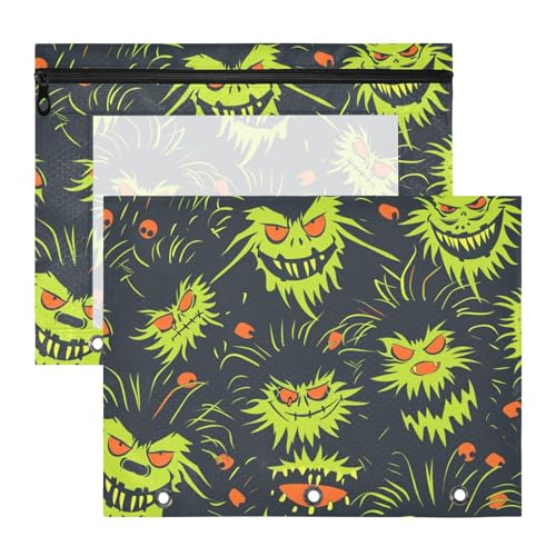 Bindertaschen, 3 Löcher, 3 Ringe, Tasche für 3 Ringe, 2 Stück, Studenten, Klassenzimmer, Wohnen, Totgrün, Halloween von Yoogain
