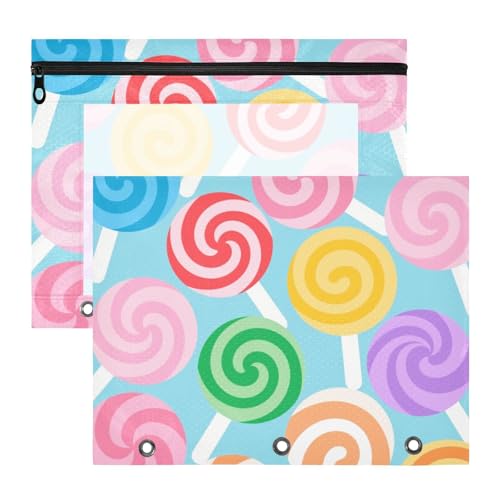 Bindertaschen, 3 Löcher, Taschenordner für 3 Ringe, 2 Stück, Studenten, College-Zubehör, Cartoon, niedlich, bunt von Yoogain