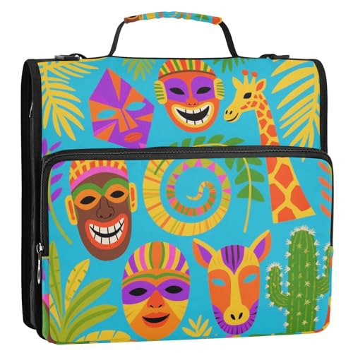 Bunte Masken Sommer 3 Ringe Schule Reißverschluss Ordner mit Schultergurt Multi-Pocket Dokumenten-Organizer für Mittelschule Bunte Masken Sommer 3 Ringe Schule Reißverschluss Ordner mit Schultergurt Multi-Pocket Dokumenten-Organizer für Mittelschule von Yoogain