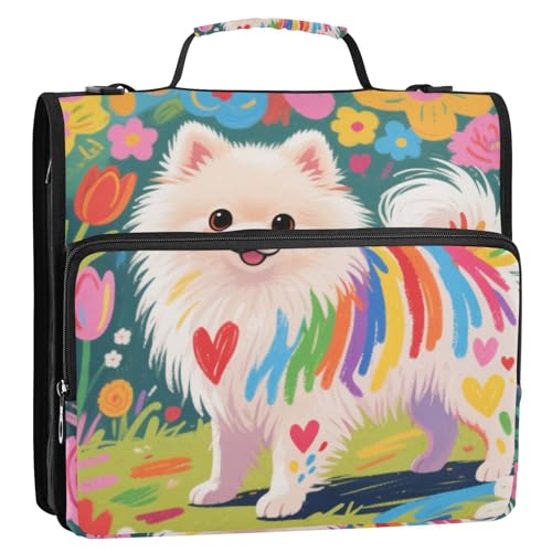Bunter Graffiti-Zwergspitz, Blume, 3,8 cm, 3 Ringe, Organizer, Ordner mit Griff und abnehmbarem Schultergurt, wasserdicht, Dokumentenmappe für Büro, Schule Bunter Graffiti-Zwergspitz, Blume, 3,8 cm, 3 Ringe, Organizer, Ordner mit Griff und abnehmbarem Schultergurt, wasserdicht, Dokumentenmappe für Büro, Schule von Yoogain