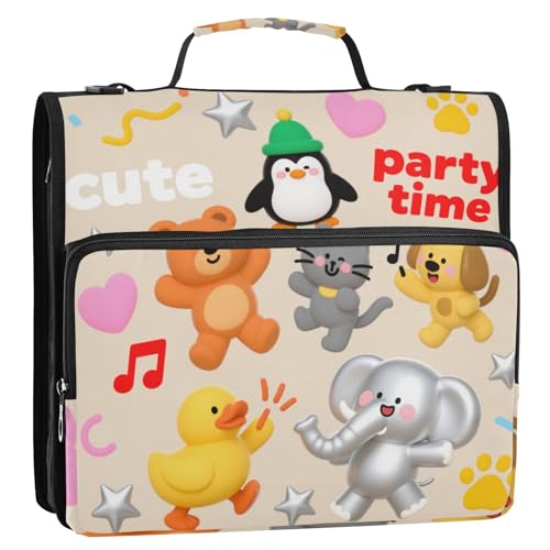 Cartoon Cute Party Time 3 Ringe Ordner mit Reißverschluss mit Griff und abnehmbarem Schultergurt Laege Kapazität Dokument Organizer Tasche geeignet für Mittelschule Cartoon Cute Party Time 3 Ringe Ordner mit Reißverschluss mit Griff und abnehmbarem Schultergurt Laege Kapazität Dokument Organizer Tasche geeignet für Mittelschule von Yoogain