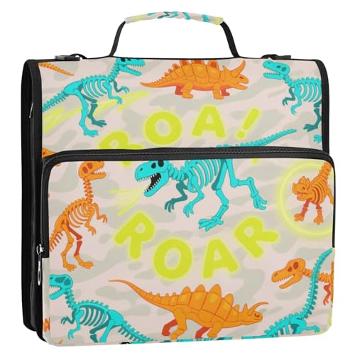 Cartoon-Dino-Ordner, fluoreszierend, Grün, Orange, Camouflage, 3 Ringe, Reißverschluss mit Riemen, mehrere Taschen, Portfolio-Ordner für die Schule Cartoon-Dino-Ordner, fluoreszierend, Grün, Orange, Camouflage, 3 Ringe, Reißverschluss mit Riemen, mehrere Taschen, Portfolio-Ordner für die Schule von Yoogain