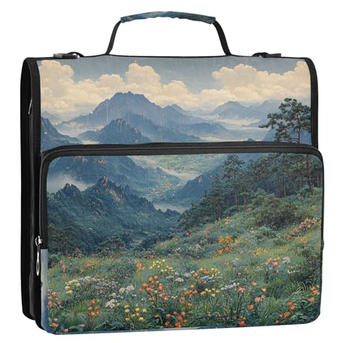 Chinesische Malerei, Frühlingslandschaft, lebhaftes 3-Ringbuch mit extra Taschen mit Griff und abnehmbarem Schultergurt, inklusive Reißverschlusstasche, Schulordner für Mittelschüler Chinesische Malerei, Frühlingslandschaft, lebhaftes 3-Ringbuch mit extra Taschen mit Griff und abnehmbarem Schultergurt, inklusive Reißverschlusstasche, Schulordner für Mittelschüler von Yoogain