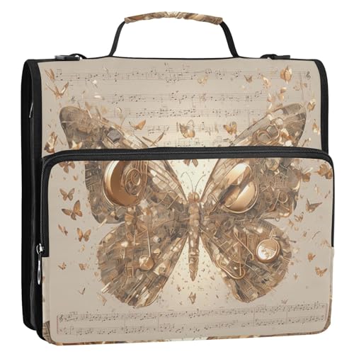 Cyber-Stil Schmetterling Musiknoten Rose Gold 3,8 cm 3 Ringe Reißverschluss Ordner Organizer mit Griff Laege Kapazität Dokumente Akten Aufbewahrungstasche für Schule und Büro Cyber-Stil Schmetterling Musiknoten Rose Gold 3,8 cm 3 Ringe Reißverschluss Ordner Organizer mit Griff Laege Kapazität Dokumente Akten Aufbewahrungstasche für Schule und Büro von Yoogain
