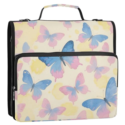 Dokumenten-Organizer mit 3 Ringen, 3,8 cm, mit Schultergurt und Griff, leicht zu transportieren, für Schule/Büro, Rosa und Blau Dokumenten-Organizer mit 3 Ringen, 3,8 cm, mit Schultergurt und Griff, leicht zu transportieren, für Schule/Büro, Rosa und Blau von Yoogain