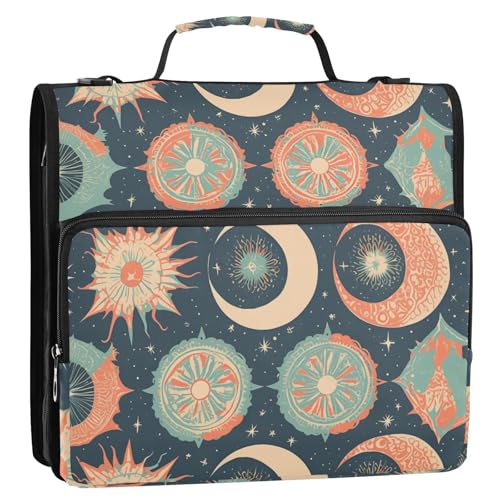 Dokumenten-Organizer mit 3 Ringen, Mondmuster, mit Schultergurt, mehrere Taschen, Dokumenten-Organizer, Tasche für Büro, Schule Dokumenten-Organizer mit 3 Ringen, Mondmuster, mit Schultergurt, mehrere Taschen, Dokumenten-Organizer, Tasche für Büro, Schule von Yoogain