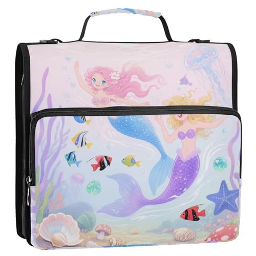 Dreamy Underwater Meerjungfrauen-Quallen-Ordner mit 3 Ringen, mit Reißverschluss und Griff, einfach zu tragen, Schulordner, Organizer für Schule und Büro, Violett Dreamy Underwater Meerjungfrauen-Quallen-Ordner mit 3 Ringen, mit Reißverschluss und Griff, einfach zu tragen, Schulordner, Organizer für Schule und Büro, Violett von Yoogain