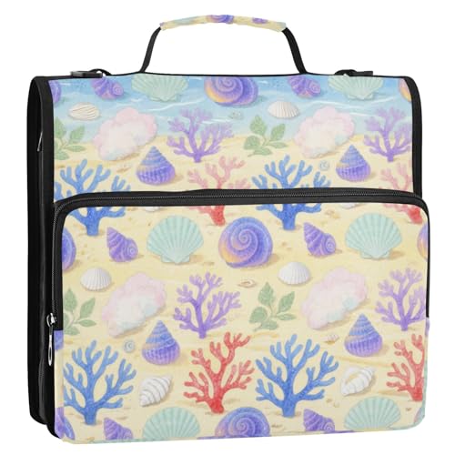 Dreamy Unterwassermuschel Korallenviolett / Beige, 3 Ringe, 3,8 cm, Ordner-Organizer mit Griff und abnehmbarem Schultergurt, wasserdicht, Dokumentenmappe, Organizer für die Schule Dreamy Unterwassermuschel Korallenviolett / Beige, 3 Ringe, 3,8 cm, Ordner-Organizer mit Griff und abnehmbarem Schultergurt, wasserdicht, Dokumentenmappe, Organizer für die Schule von Yoogain