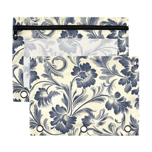 Elegante Bleistifttaschen mit Retro-Blumenmuster und transparentem Fenster, Stoff, groß und stabil, 3-Ringbuch zur Aufbewahrung von Schulstudenten, Lehrerbedarf, mehrfarbig, 2 Stück Elegante Bleistifttaschen mit Retro-Blumenmuster und transparentem Fenster, Stoff, groß und stabil, 3-Ringbuch zur Aufbewahrung von Schulstudenten, Lehrerbedarf, mehrfarbig, 2 Stück von Yoogain