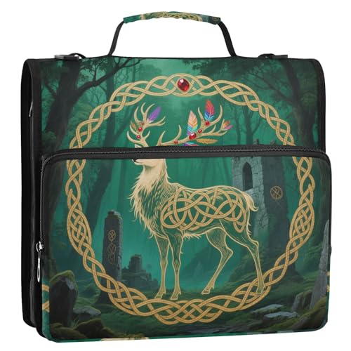 Fairy Deer Organizer mit 3 Ringen und Reißverschluss, mit Griff, inklusive Reißverschlusstasche, Dokumentenmappe, Organizer für Mittelschule, Grün Fairy Deer Organizer mit 3 Ringen und Reißverschluss, mit Griff, inklusive Reißverschlusstasche, Dokumentenmappe, Organizer für Mittelschule, Grün von Yoogain