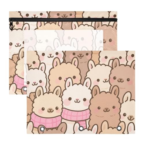 Federmäppchen, Mehrzweck-Kunststoff-Aktenordner für A4-Papier, Briefe, 2 Stück, Lehrer, Schulanfang, niedliches Cartoon, Alpaka, Beige Federmäppchen, Mehrzweck-Kunststoff-Aktenordner für A4-Papier, Briefe, 2 Stück, Lehrer, Schulanfang, niedliches Cartoon, Alpaka, Beige von Yoogain