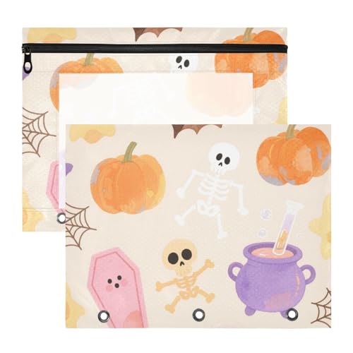 Federmäppchen, bezaubernd, 3 Locher für 3 Ringe, 2 Stück, Lehrer, Schulanfang, Halloween, orangefarbener Kürbis von Yoogain