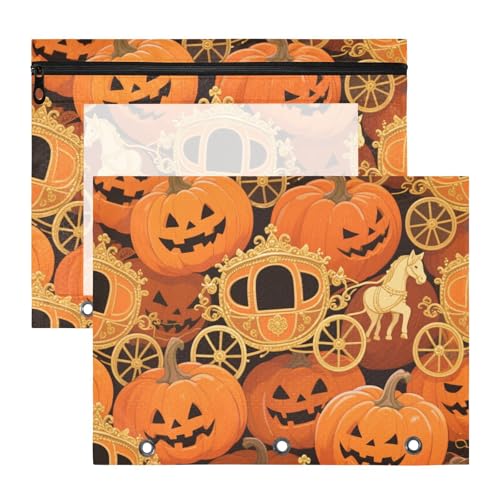 Federmäppchen, stabiler Kunststoff, Aktenordner für 3 Ringe, 2 Stück, Lehrerklasse, Happy Halloween, Kürbiskutsche Federmäppchen, stabiler Kunststoff, Aktenordner für 3 Ringe, 2 Stück, Lehrerklasse, Happy Halloween, Kürbiskutsche von Yoogain