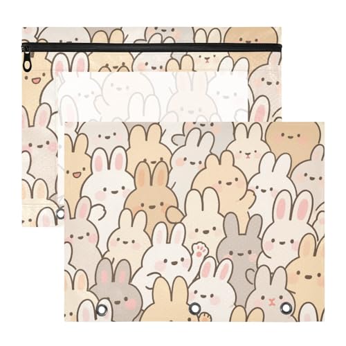 Federmäppchen mit 3 Löchern, Kunststoff, Aktenordner für 3 Ringe, 2 Stück, Schüler, Schulbedarf, niedliche Cartoon-Kaninchen Federmäppchen mit 3 Löchern, Kunststoff, Aktenordner für 3 Ringe, 2 Stück, Schüler, Schulbedarf, niedliche Cartoon-Kaninchen von Yoogain