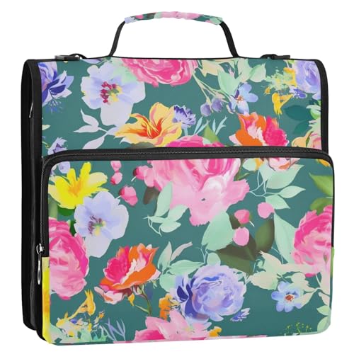 Frühlingsfrische lebendige Blumen 3 Ringe Ordner Organizer mit Schultergurt, mehrere Taschen, Schulordner Organizer für die Schule Frühlingsfrische lebendige Blumen 3 Ringe Ordner Organizer mit Schultergurt, mehrere Taschen, Schulordner Organizer für die Schule von Yoogain