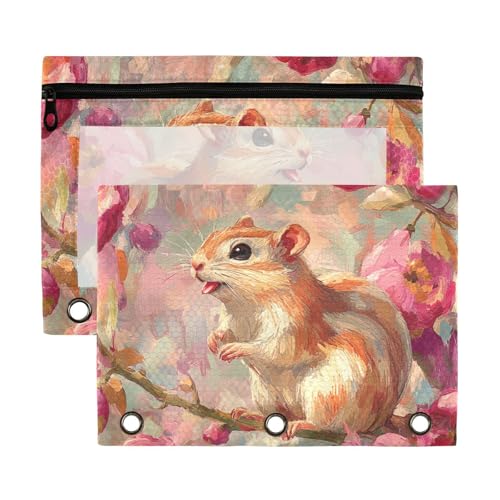 Gerbil Okra Ordnertaschen mit Reißverschluss und transparentem Fenster, Ringordner mit Taschen in verschiedenen Farben, 3 Ringe für Bürobedarf, mehrfarbig, 2 Stück von Yoogain