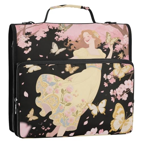 Japanese Flower Beauty 3 Ringe 3,8 cm Ordner-Organizer mit Griff und abnehmbarem Schultergurt, inklusive Reißverschlusstasche, Dokumentenmappe für Schule und Büro Japanese Flower Beauty 3 Ringe 3,8 cm Ordner-Organizer mit Griff und abnehmbarem Schultergurt, inklusive Reißverschlusstasche, Dokumentenmappe für Schule und Büro von Yoogain