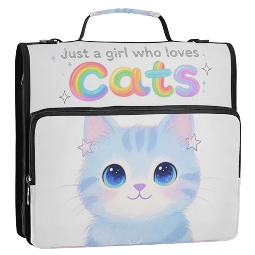 Just A Girl Who Loves Cats 3 Ringe 3,8 cm Reißverschluss Ordner Organizer mit Gurt Mehrere Taschen Tragbar Zuhause Reise Sichere Aufbewahrungstasche Geeignet für Mittelschule Just A Girl Who Loves Cats 3 Ringe 3,8 cm Reißverschluss Ordner Organizer mit Gurt Mehrere Taschen Tragbar Zuhause Reise Sichere Aufbewahrungstasche Geeignet für Mittelschule von Yoogain