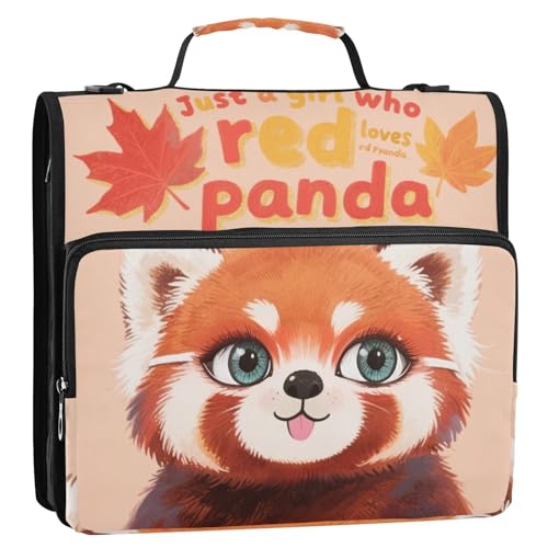 Just A Girl Who Loves Red Panda 3-Ringbuch mit Reißverschluss und Gurt, einfach zu tragen, tragbar, für Zuhause, Reisen, sichere Aufbewahrungstasche für Büro, Schule Just A Girl Who Loves Red Panda 3-Ringbuch mit Reißverschluss und Gurt, einfach zu tragen, tragbar, für Zuhause, Reisen, sichere Aufbewahrungstasche für Büro, Schule von Yoogain