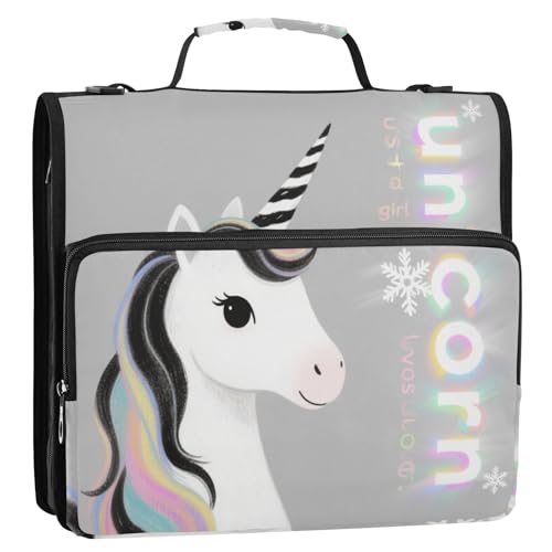 Just A Girl Who Loves Unicorns 3,8 cm 3 Ringe Reißverschluss Bindertasche mit Griff Laege Kapazität Dokumentenmappe Organizer für Schule/Büro Just A Girl Who Loves Unicorns 3,8 cm 3 Ringe Reißverschluss Bindertasche mit Griff Laege Kapazität Dokumentenmappe Organizer für Schule/Büro von Yoogain