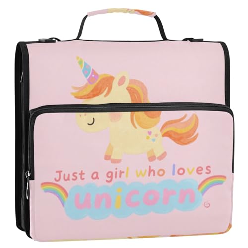 Just A Girl Who Loves Unicorns 3-Ringbuch mit Reißverschluss und Riemen, inklusive Reißverschlusstasche, tragbares Portfolio für die Schule Just A Girl Who Loves Unicorns 3-Ringbuch mit Reißverschluss und Riemen, inklusive Reißverschlusstasche, tragbares Portfolio für die Schule von Yoogain