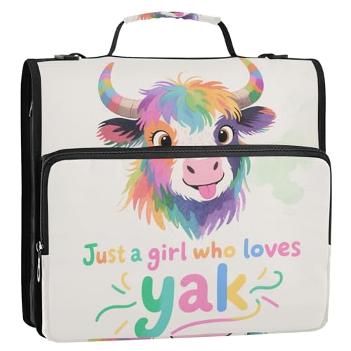 Just A Girl Who Loves Yak Ordner mit 3 Ringen, Reißverschluss und Griff, mehrere Taschen, Schulbedarf, Organizer für Mittelschüler Just A Girl Who Loves Yak Ordner mit 3 Ringen, Reißverschluss und Griff, mehrere Taschen, Schulbedarf, Organizer für Mittelschüler von Yoogain