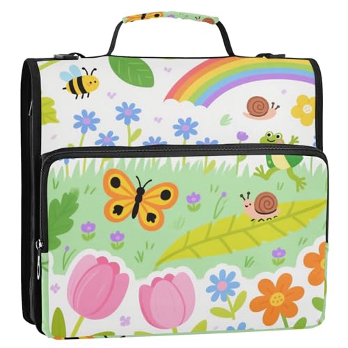Kindlicher Schmetterling Regenbogen Blume Biene Bunte 3 Ringe 3,8 cm Organizer Ordner mit Schultergurt Laege Kapazität Tragbares Portfolio für Mittelschule Kindlicher Schmetterling Regenbogen Blume Biene Bunte 3 Ringe 3,8 cm Organizer Ordner mit Schultergurt Laege Kapazität Tragbares Portfolio für Mittelschule von Yoogain