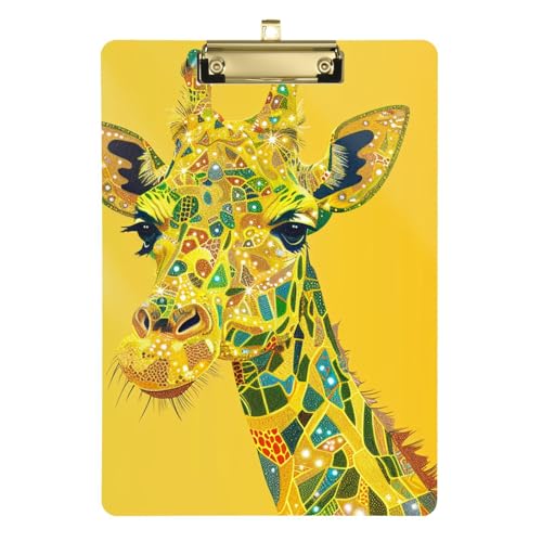 Klemmbrett Giraffe Gelb Sterne Still-Klemmbrett Wasserdicht für Hausaufgaben Pädiatrische Größe 22,9 x 30,5 cm von Yoogain