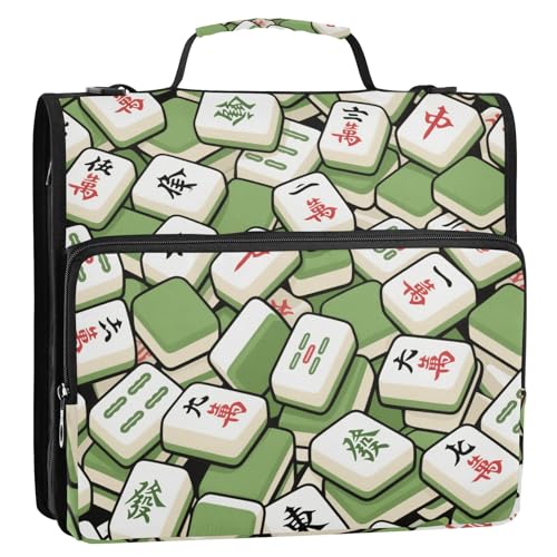 Mahjong Chinesisches Grün, 3,8 cm, 3 Ringe, Ordner, Reißverschluss mit Schultergurt und Griff, mehrere Taschen, Schulordner, Organizer für Mittelschule Mahjong Chinesisches Grün, 3,8 cm, 3 Ringe, Ordner, Reißverschluss mit Schultergurt und Griff, mehrere Taschen, Schulordner, Organizer für Mittelschule von Yoogain