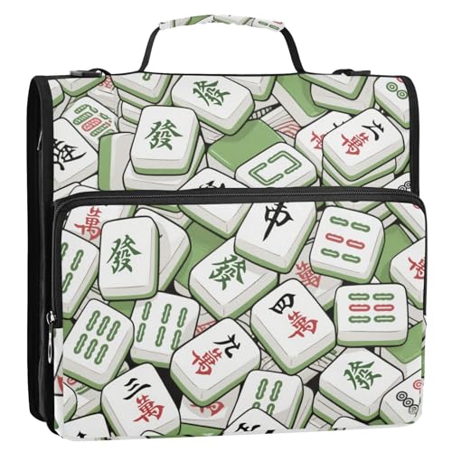 Mahjong Chinesisches Grün, 3,8 cm, 3 Ringe, stabiler Reißverschluss, Ordner mit Griff, wasserdicht, Dokumentenordner, Organizer, geeignet für Mittelschule Mahjong Chinesisches Grün, 3,8 cm, 3 Ringe, stabiler Reißverschluss, Ordner mit Griff, wasserdicht, Dokumentenordner, Organizer, geeignet für Mittelschule von Yoogain
