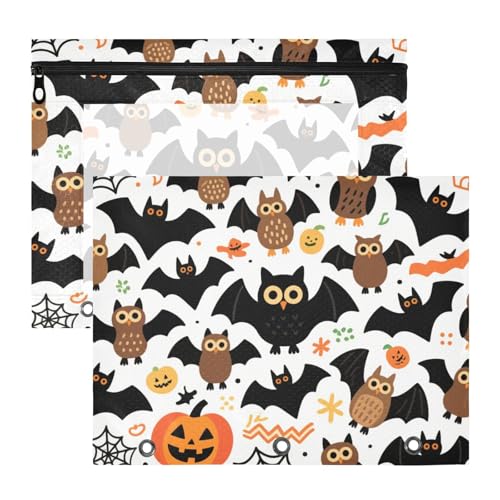 Ordner, stabiler Kunststoff, für A4-Papier, Briefe, 2 Stück, Lehrer, Kunstbedarf, Aufbewahrung, Halloween, Cartoon, Fledermäuse und Eulen Ordner, stabiler Kunststoff, für A4-Papier, Briefe, 2 Stück, Lehrer, Kunstbedarf, Aufbewahrung, Halloween, Cartoon, Fledermäuse und Eulen von Yoogain