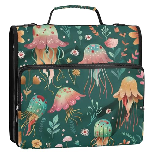 Ordner-Organizer mit süßem Meeresmuster, Quallen, Blumen, weich, grün, 3,8 cm, Ordner-Organizer mit Riemen, mehrere Taschen, tragbar, für Zuhause, Reisen, sichere Aufbewahrungstasche für Mittelschule Ordner-Organizer mit süßem Meeresmuster, Quallen, Blumen, weich, grün, 3,8 cm, Ordner-Organizer mit Riemen, mehrere Taschen, tragbar, für Zuhause, Reisen, sichere Aufbewahrungstasche für Mittelschule von Yoogain